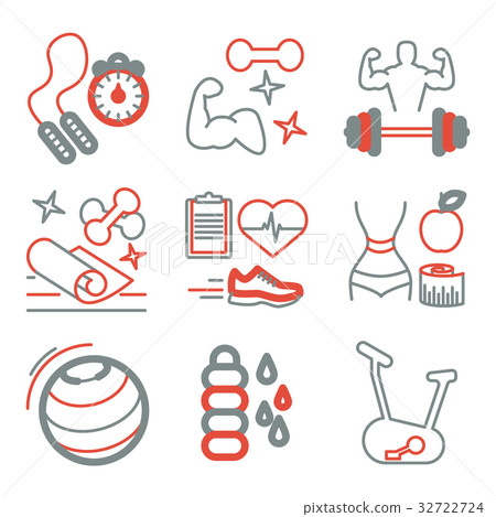 Fitness line art icons for your design 32722724