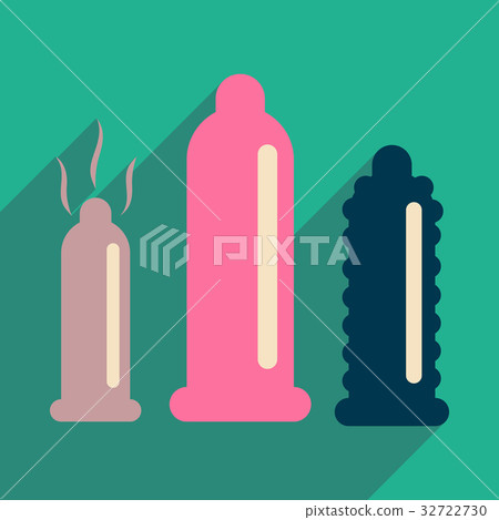 Flat web icon with long shadow condoms  32722730