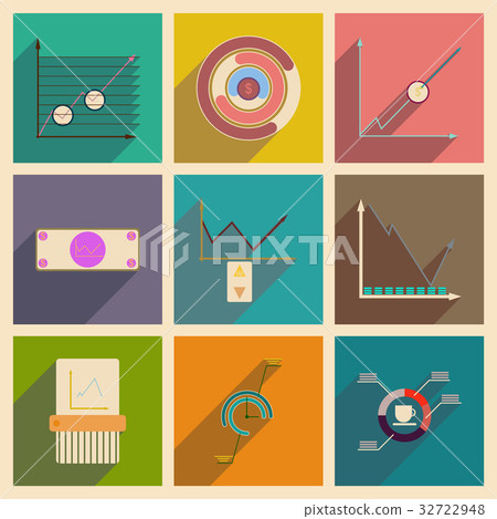Concept of flat icons with long shadow economic Concept of flat icons with long shadow economic 32722948