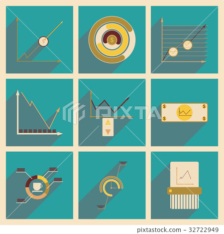 Concept of flat icons with long shadow economic Concept of flat icons with long shadow economic 32722949