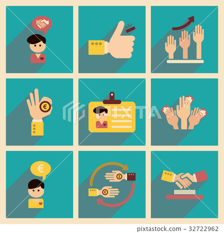 Concept of flat icons with long shadow economy - Stock Illustration ...