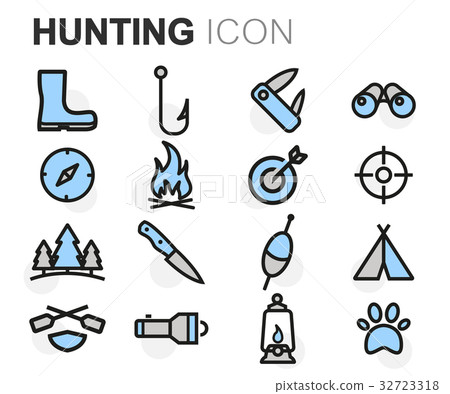 Vector flat line hunting icons - Stock Illustration [32723318] - PIXTA