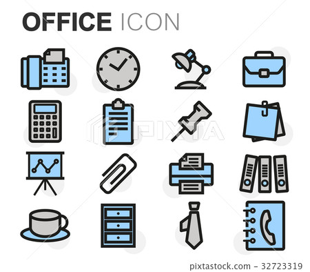 Vector flat line office icons set - Stock Illustration [32723319] - PIXTA