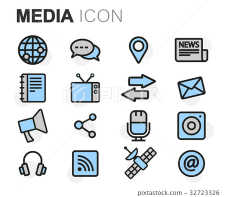 Vector flat line media icons set - Stock Illustration [32723326] - PIXTA