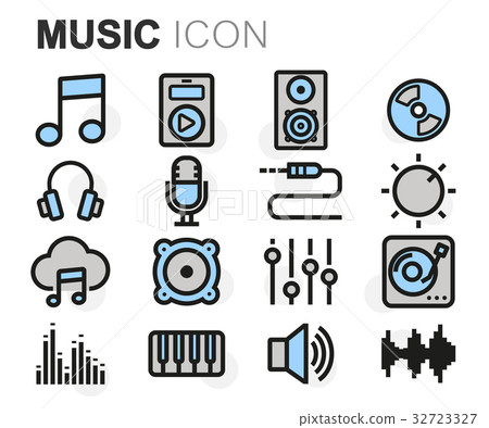 Vector flat line music icons set - Stock Illustration [32723327] - PIXTA