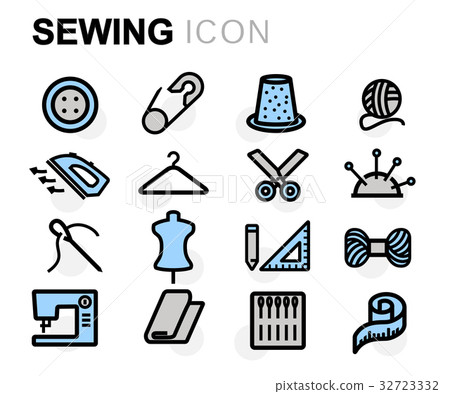 Vector flat line sewing icons set - Stock Illustration [32723332] - PIXTA