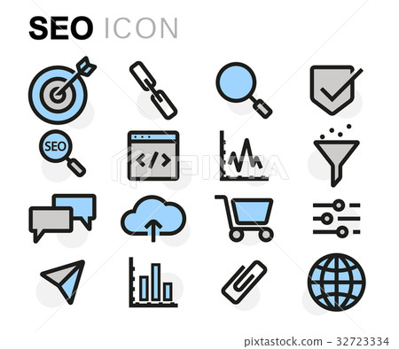 Vector flat line seo icons set - Stock Illustration [32723334] - PIXTA