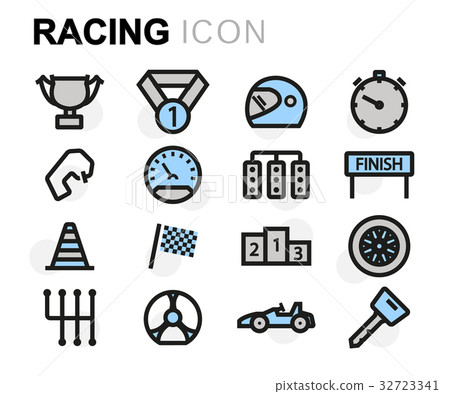 Vector flat line racing icons set - Stock Illustration [32723341] - PIXTA