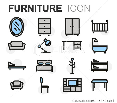 Vector flat line furniture icons set - Stock Illustration [32723351 ...