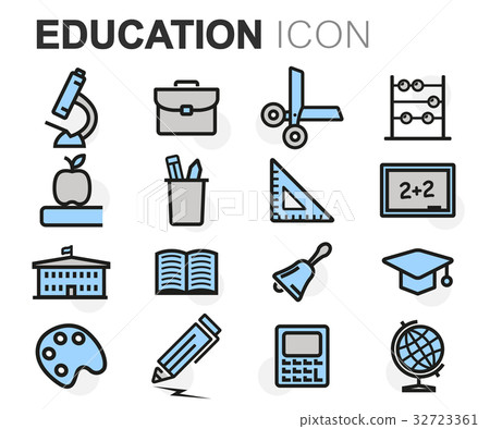Vector flat line education icons set - Stock Illustration [32723361 ...
