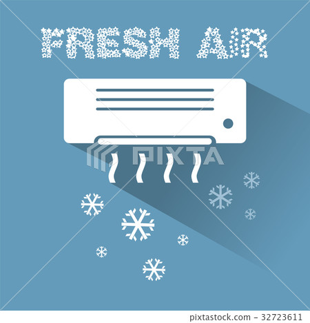Air conditioner cooling icon with text Air conditioner cooling icon with text 32723611