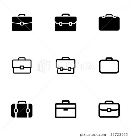 Vector black briefcase icons set 32723925