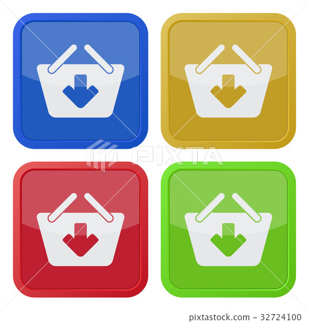 four square color icons, shopping basket add 32724100