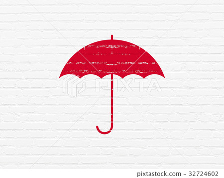 Privacy concept: Umbrella on wall background Privacy concept: Umbrella on wall background 32724602