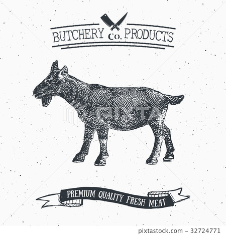 Butcher Shop vintage emblem goat meat vector Butcher Shop vintage emblem goat meat vector 32724771
