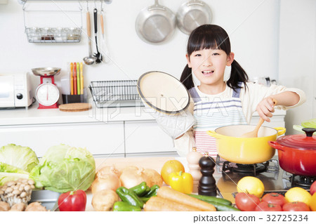 廚房烹飪小學女孩女孩兒童生活方式 32725234