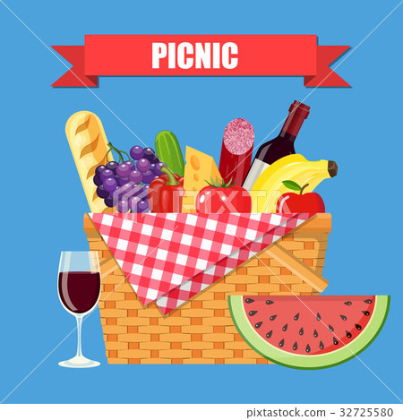 WIcker picnic basket - Stock Illustration [32725580] - PIXTA