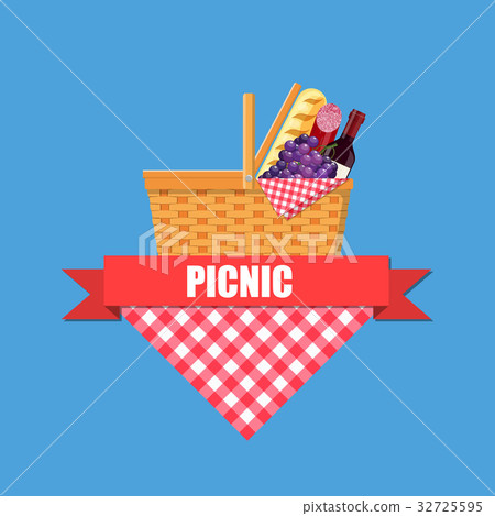 WIcker picnic basket - Stock Illustration [32725595] - PIXTA