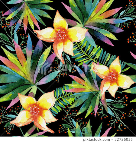 Tropical Hawaii leaves palm tree pattern in a 32726035