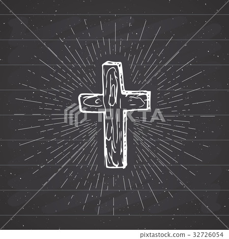 Vintage label, Christian cross religious vector 32726054
