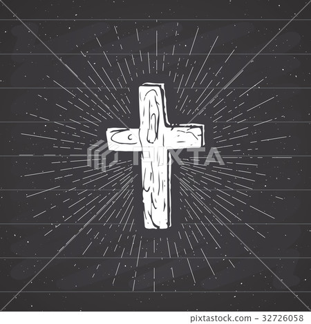 Vintage label, Christian cross religious vector 32726058
