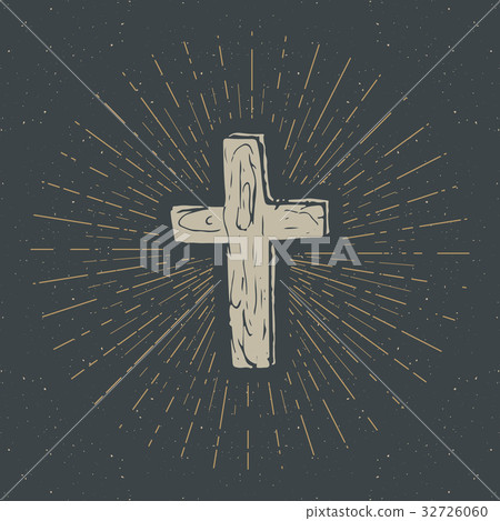 Vintage label, Christian cross religious vector 32726060