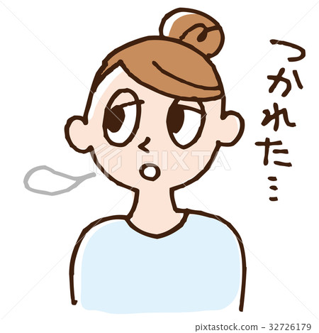 Illustration of tiredness and sighing 32726179