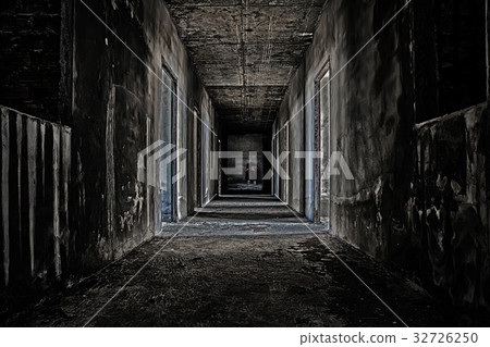 people sitting in the room at end of scary hallway 32726250