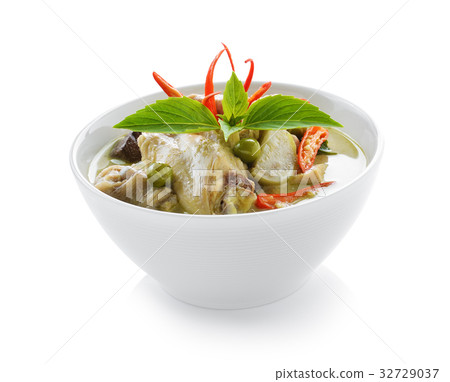 Green pork Curry , Thai cuisine on white Green pork Curry , Thai cuisine on white 32729037