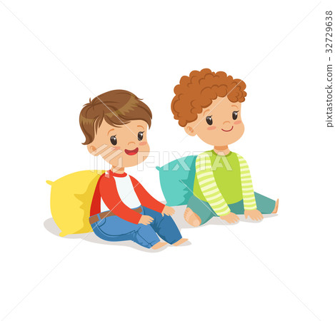 Two sweet smiling little boys sitting on the floor Two sweet smiling little boys sitting on the floor 32729638