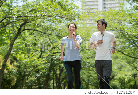 Jogging couple middle walking image 32731297