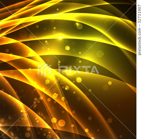 Energy lines, glowing waves in the dark, vector 32731907