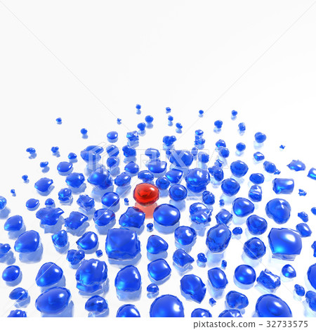 Blue gemstones with single red one in center 32733575