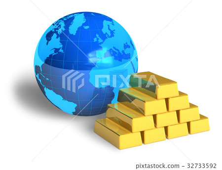 Earth globe and gold bars 32733592