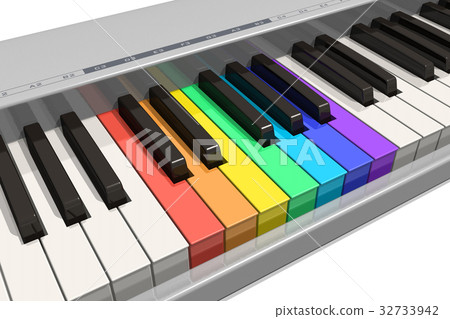 Rainbow piano keyboard 32733942