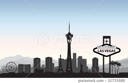 Las Vegas skyline. Travel american city background Las Vegas skyline. Travel american city background 32735080