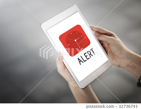 Time red analog alarm clock icon 32736743
