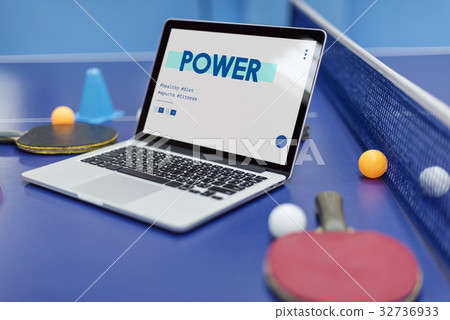 Network connection graphic overlay on laptop 32736933