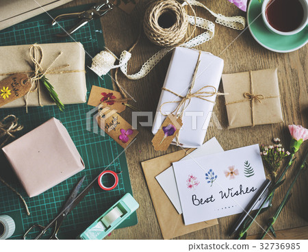 Best Wish Card with Gift Box Background 32736985