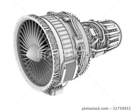 Gray shading image of turbofan engine - Stock Illustration [32739931 ...