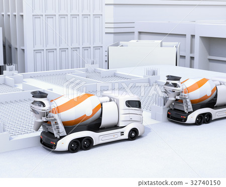 CG image of the track mixer waiting at the construction site 32740150
