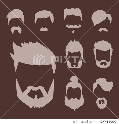 Vector set of hipster retro hair style mustache - Stock Illustration ...