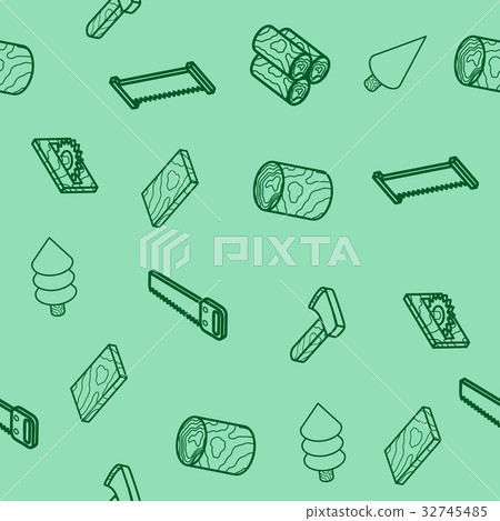 lumberjack flat outline isometric pattern 32745485
