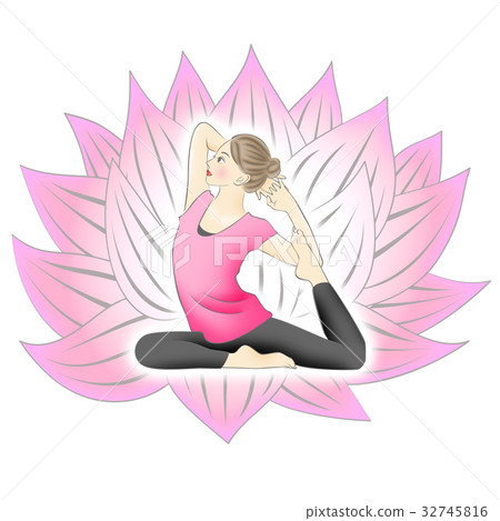 Illustration of yoga and pink lotus flower isolated white background Illustration of yoga and pink lotus flower isolated white background 32745816