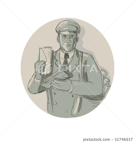 Vintage Mailman Delivering Letters Watercolor Vintage Mailman Delivering Letters Watercolor 32746837