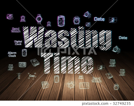 Time concept: Wasting Time in grunge dark room 32749235