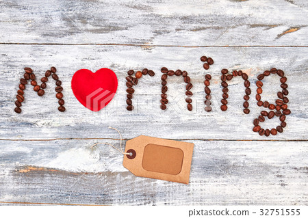 Red heart in word morning. 32751555