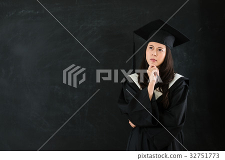 girl stand in front of chalkboard focus on air girl stand in front of chalkboard focus on air 32751773