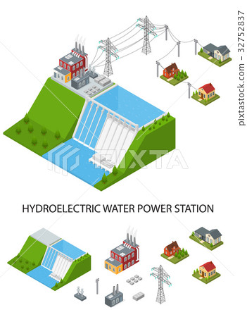 Hydroelectricity Power Station and Element Set 32752837