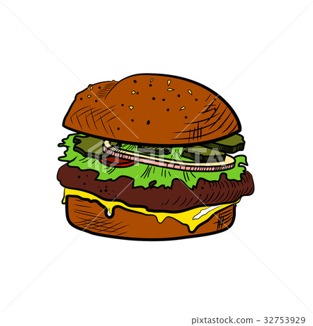 Color Sketch cheeseburger 32753929